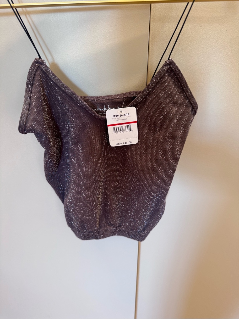 Free People Metallic Knit Cami in Mink Sparkle